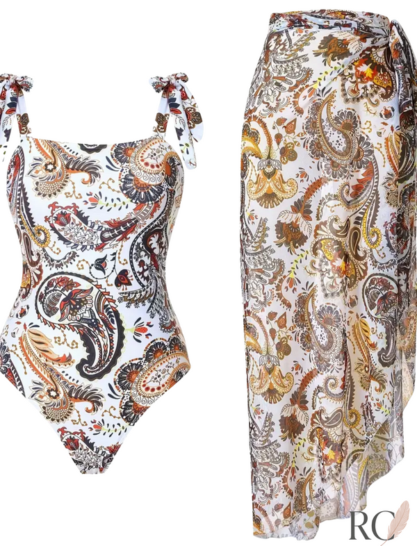 Isla – 2-Piece Set (Printed One-Piece + Long Sarong)